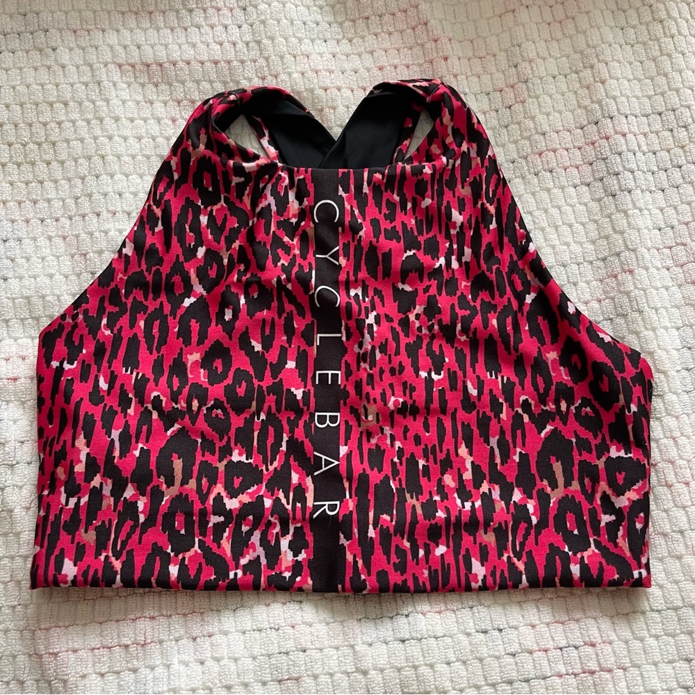 Cyclebar Vibrant Pink Animal Print Sports Bra